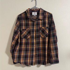 44 North Plaid Button-Down Shirt - Black and Brown